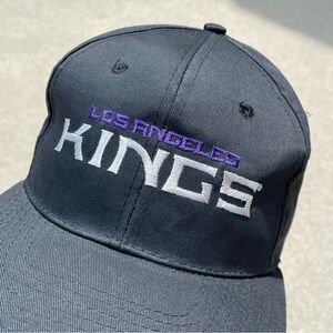 Vtg Los Angeles Kings Headmaster Embroidered Black Snapback Hat 90s Y2K